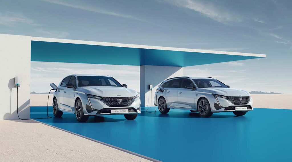 Novos PEUGEOT e-308 e e-308 SW: Versões 100% elétricas para as duas silhuetas 308