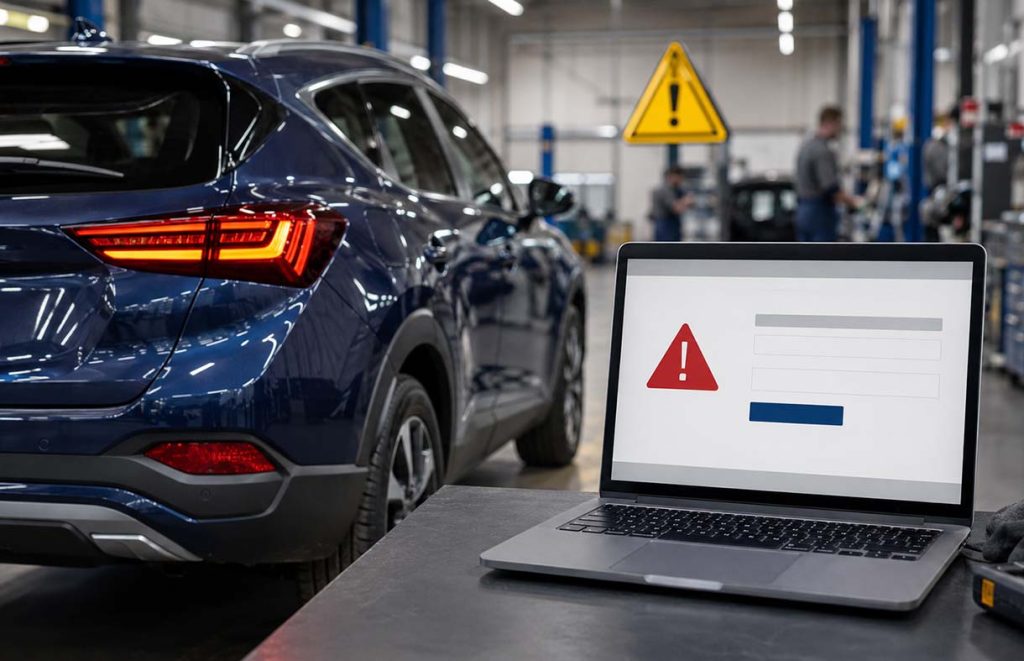 Reclamações sobre recalls automóveis disparam 459%. Falhas colocam condutores em risco.